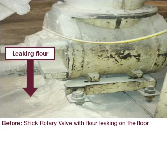 Shick rotary valve with flour leaking to flour