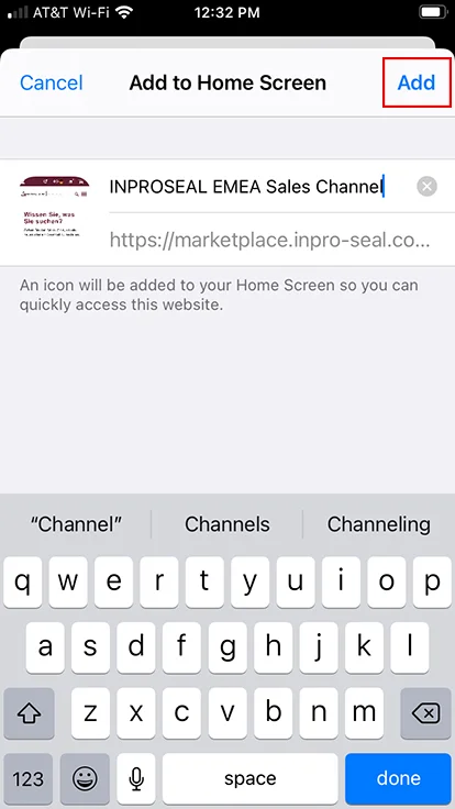 Add Inpro/Seal Marketplace to Mobile Home Screen - screenshot #3