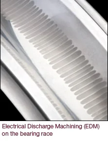 Electrical discharge machining (EDM) on bearing race