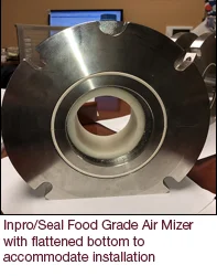 Air Mizer Food Grade shaft seal with flat bottom accommodates installation requirements